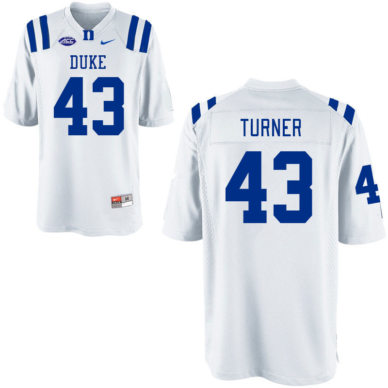 Men #43 Semaj Turner Duke Blue Devils College Football Jerseys Stitched-White
